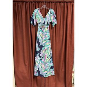 Lilly Pulitzer Women's Parigi Maxi Don't Leaf Me Hanging Print Tropical XXS